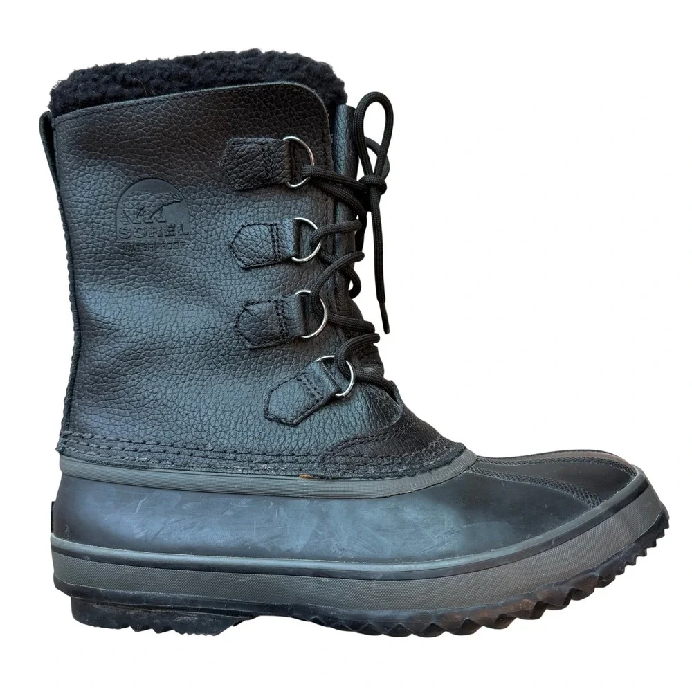 Sorel Mens 1964 Pac T Waterproof Winter Snow Boots Black Leather NM1439-010 Sz 9